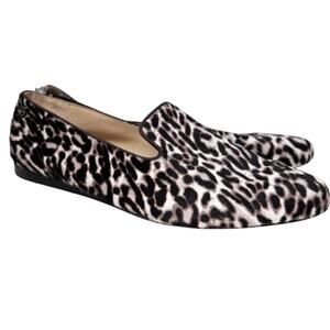 Veronica Beard 7 Calf Hair Griffin Loafer Flat Snow Leopard Print Career Preppy